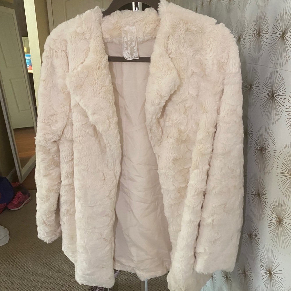 Cream Faux fur coat